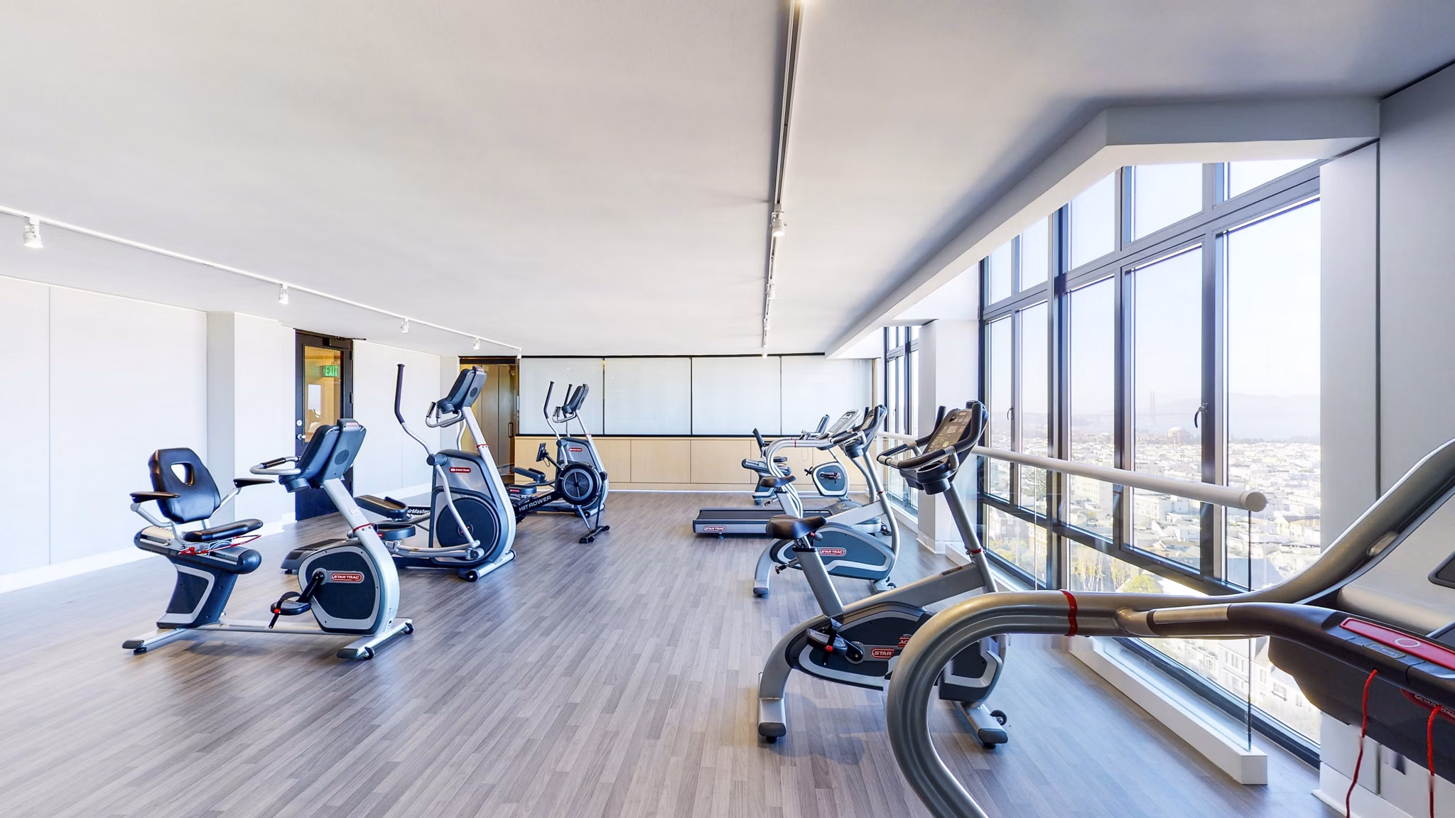 Modern fitness center with state-of-the-art equipment at 2000 Broadway Apartments