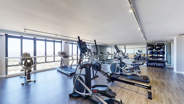 Modern fitness center with state-of-the-art equipment at 2000 Broadway Apartments