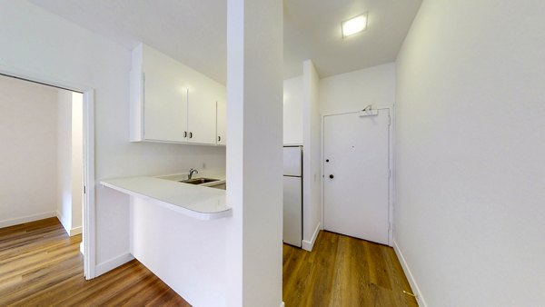 Modern kitchen with stainless steel appliances at 2133 Stockton Apartments, Greystar luxury apartments in San Francisco