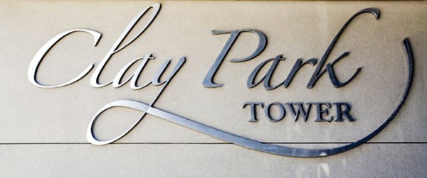 Clay Park Tower: Elegant signage at luxury apartment complex in San Francisco