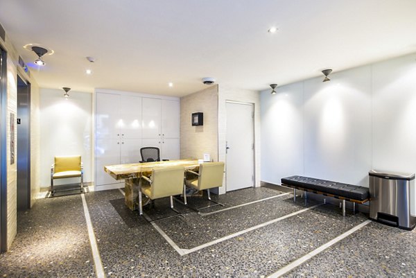 Modern clubhouse and leasing office at Clay Park Tower Apartments with contemporary design and welcoming atmosphere