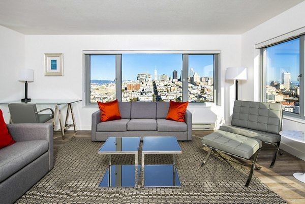 living room at Clay Park Tower Apartments