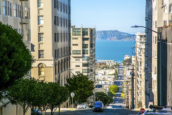 Stunning cityscape view from a balcony at Clay Park Tower apartments in San Francisco