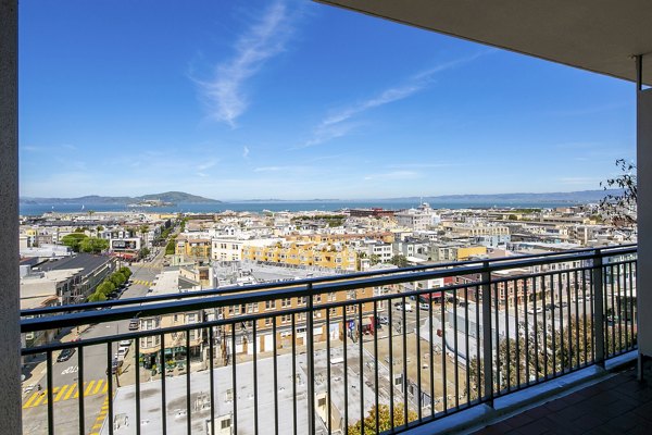 Crystal Tower Apartments: Scenic balcony overlooking city skyline, a luxury living feature