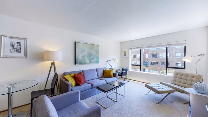 Cozy living room with modern furnishings in Marina Cove Apartments