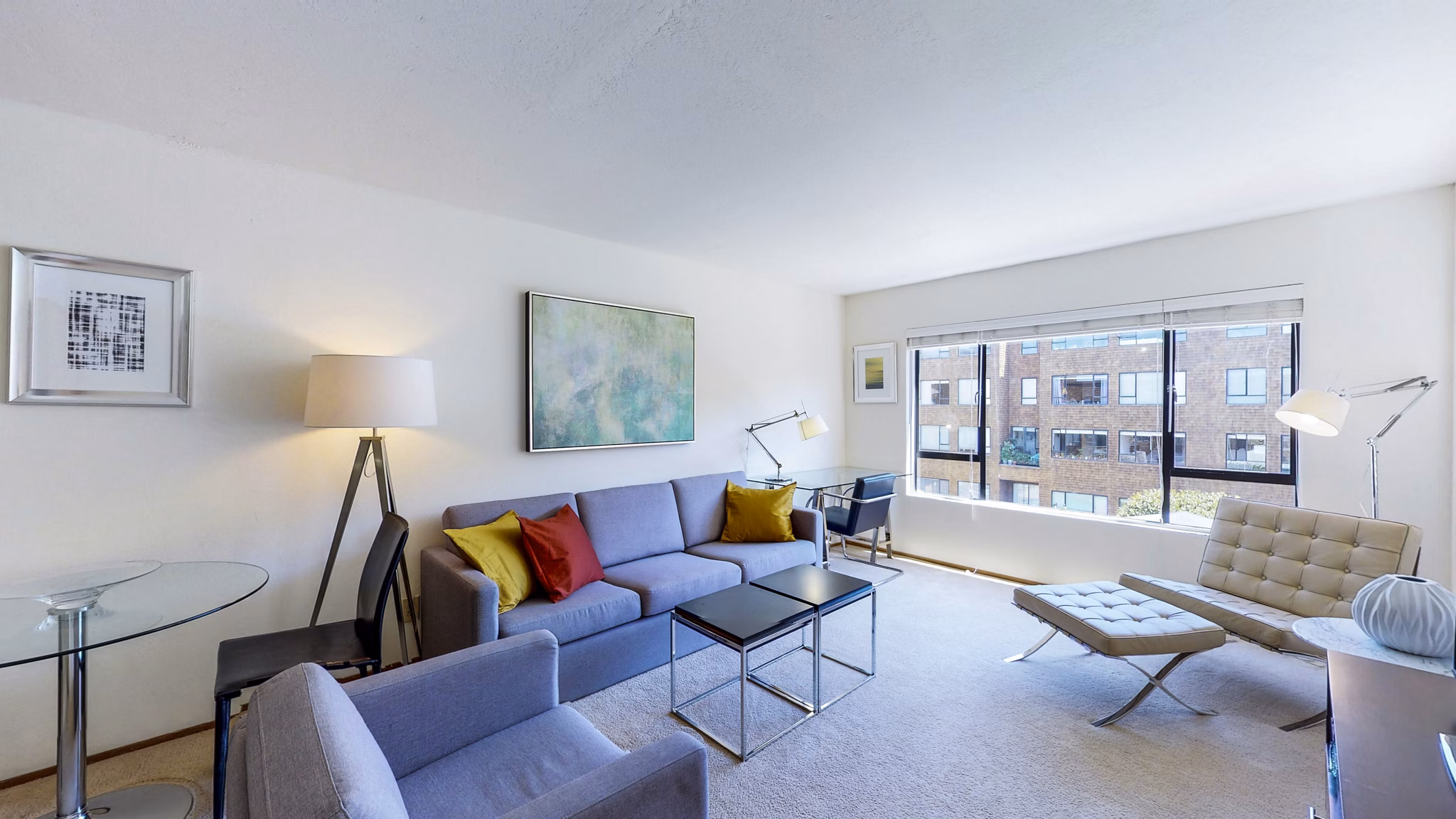 Cozy living room with modern furnishings in Marina Cove Apartments