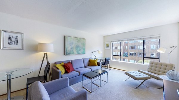 Cozy living room with modern furnishings in Marina Cove Apartments