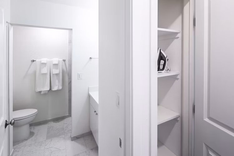 Modern bathroom featuring sleek fixtures and elegant design at Telegraph Hill luxury apartments
