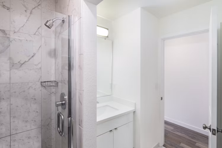 Modern bathroom with sleek fixtures at Telegraph Hill luxury apartments