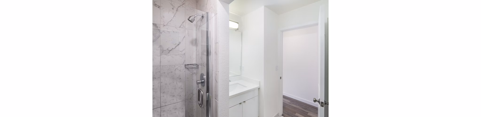 Modern bathroom with sleek fixtures at Telegraph Hill luxury apartments