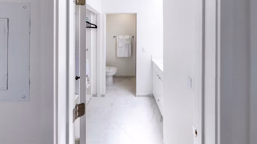 Luxury bathroom with modern fixtures at Telegraph Hill apartments