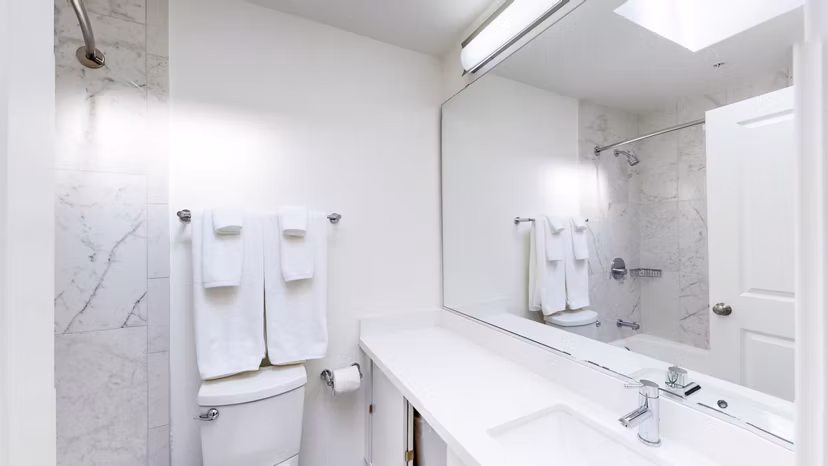 Bathroom featuring sleek fixtures and modern design at Telegraph Hill apartments
