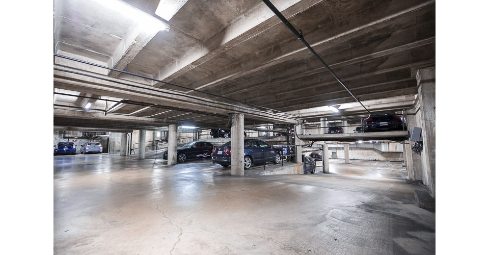 Secure covered parking garage at Telegraph Hill Apartments