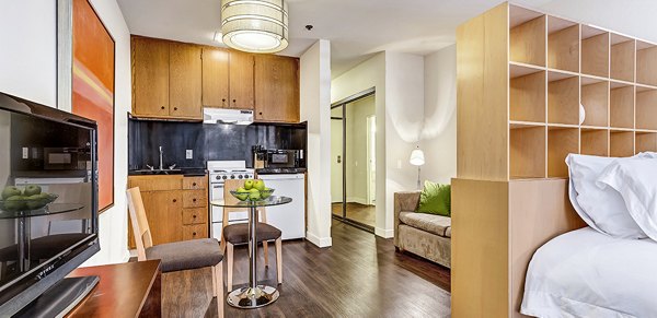 Elegant dining room with modern furnishings at Telegraph Hill Apartments