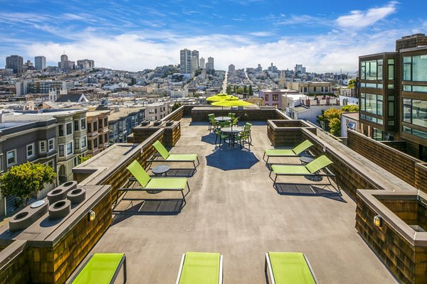 Private patio with scenic views at Telegraph Hill Apartments