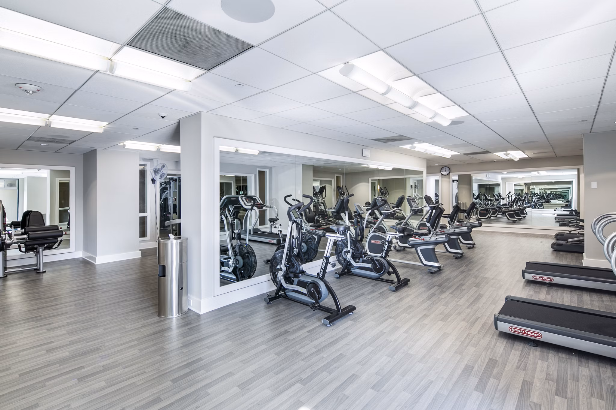 Fitness center with state-of-the-art equipment at Trinity Towers Apartments