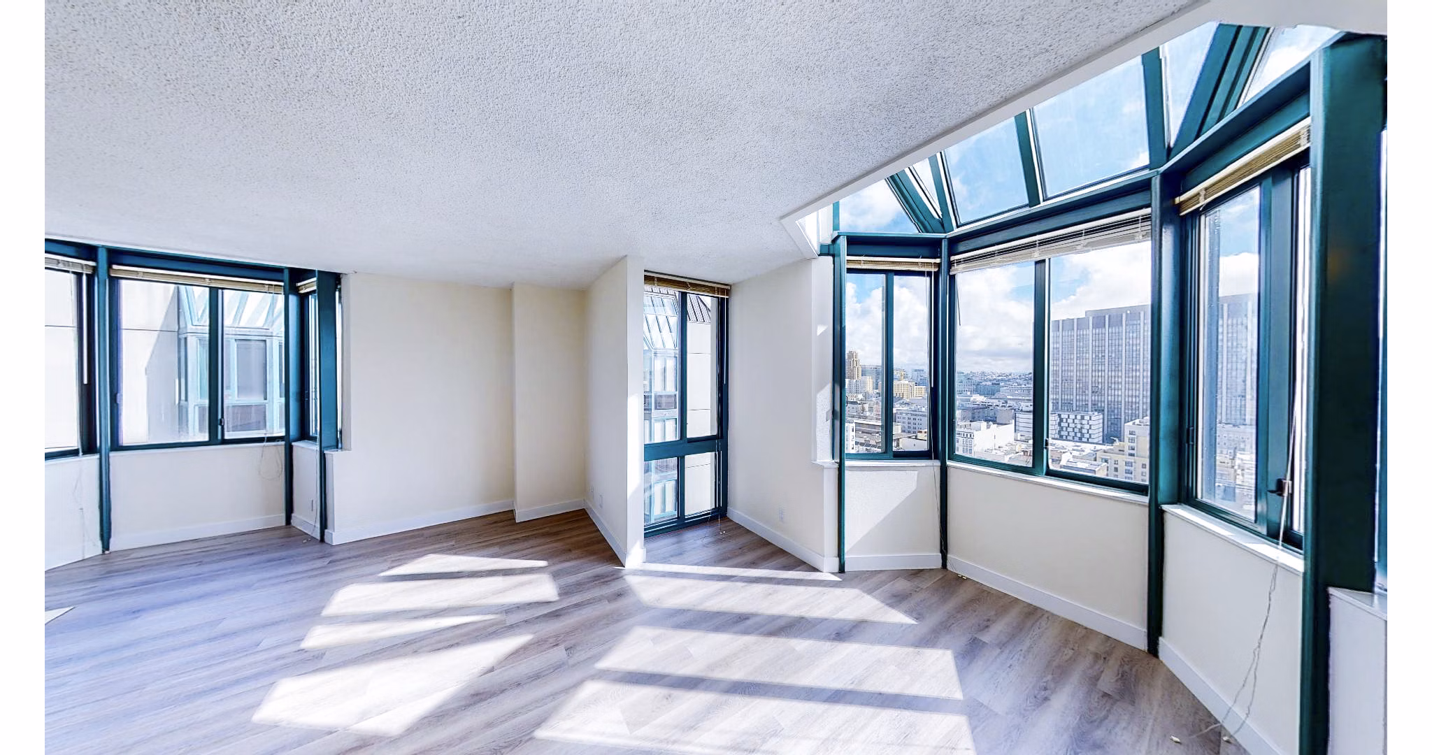 Living room with contemporary decor at Trinity Towers Apartments offering luxury lifestyle