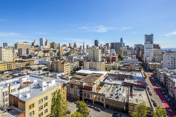 Trinity Towers Apartments: Scenic city view from modern high-rise apartments in downtown San Francisco
