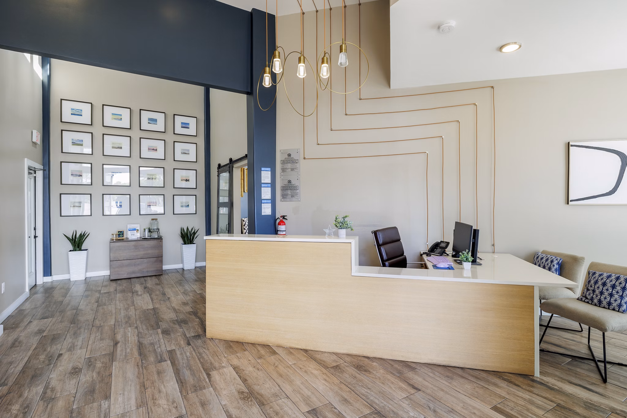 Modern clubhouse with luxurious seating at Hillside on Cannon Apartments