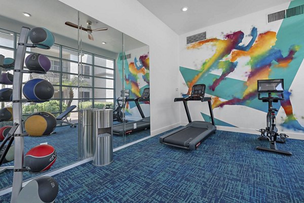 Modern fitness center with state-of-the-art equipment at The Met at 3rd and Fillmore Apartments for luxurious living experiences