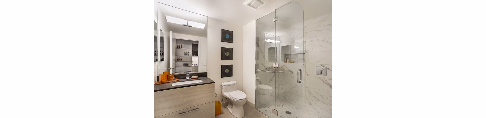 Lavish bathroom with modern fixtures at 33 8th St Apartments