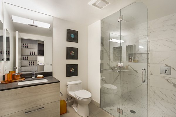 Lavish bathroom with modern fixtures at 33 8th St Apartments