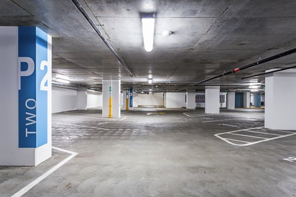 Secure covered parking garage at 33 8th St Apartments, a Greystar community