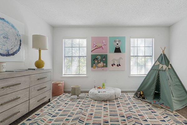 Modern bedroom with stylish decor at Aventura Bellevue Apartments: a Greystar luxury offering