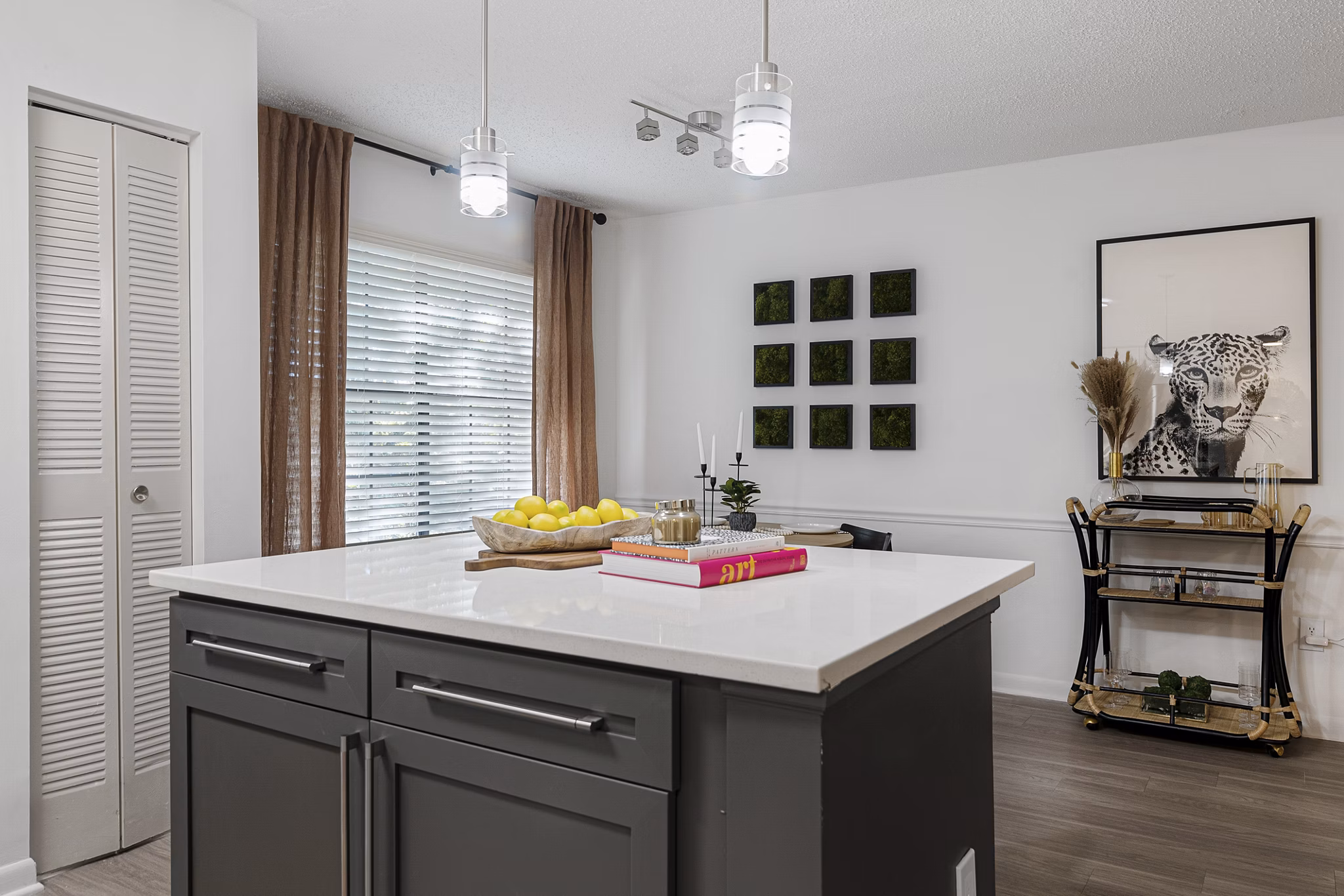 Elegant kitchen with stainless steel appliances at Aventura Bellevue Apartments