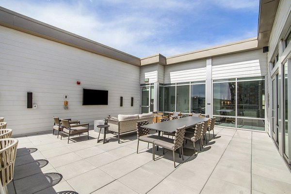 patio at AVRA at RidgeGate Station Apartments