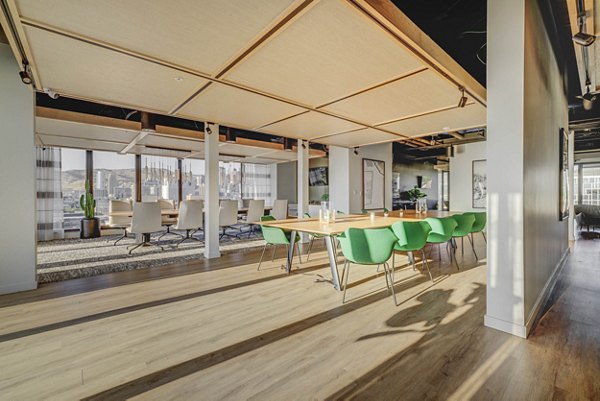 Clubhouse at Lattice Apartments: Modern space with open seating and pool table in Greystar luxury community
