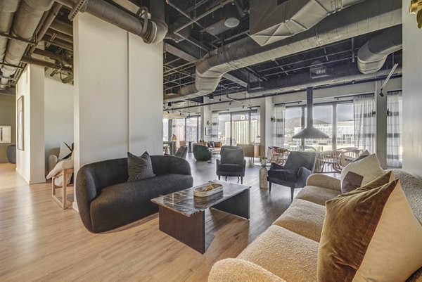 Clubhouse featuring modern design elements at Lattice Apartments: a luxury community offering premium amenities and social spaces