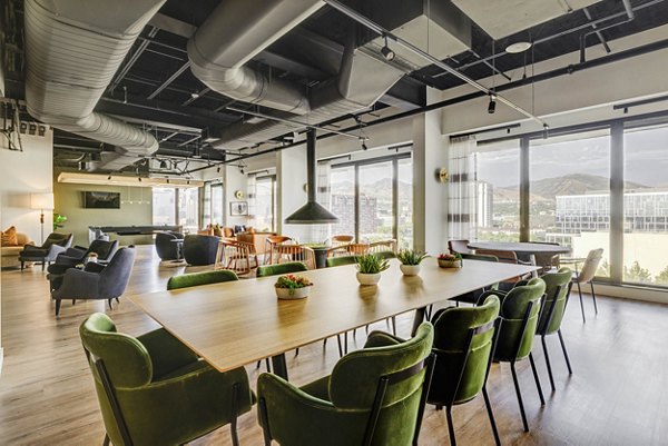 Clubhouse featuring modern design and premium amenities at Lattice Apartments in vibrant urban neighborhood