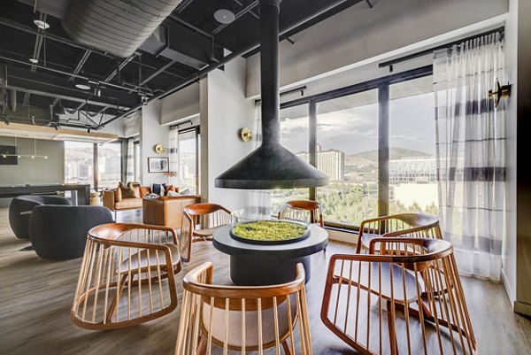 Modern clubhouse with contemporary seating at Lattice Apartments