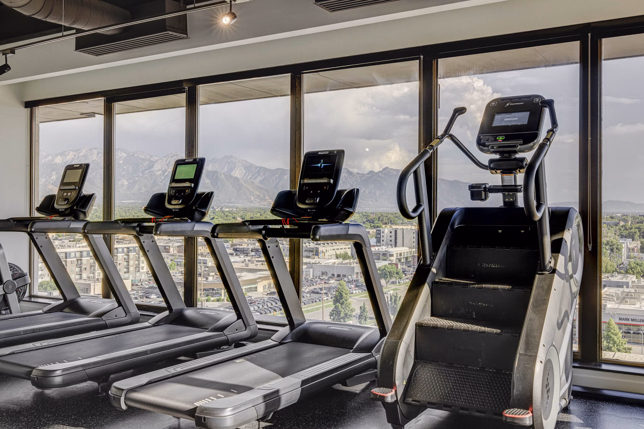 State-of-the-art fitness center with modern equipment at Lattice Apartments