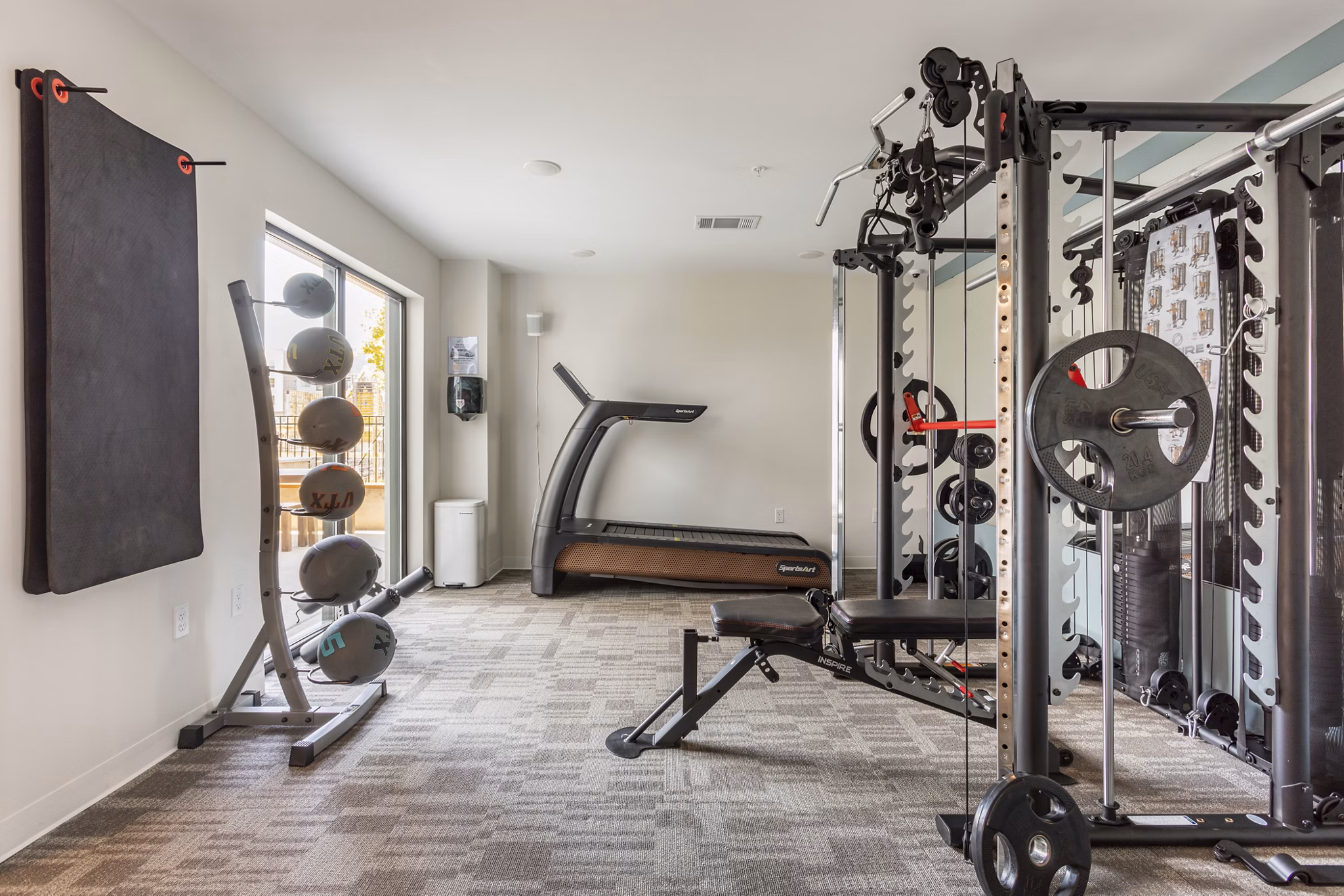 fitness center at Joinery Apartments