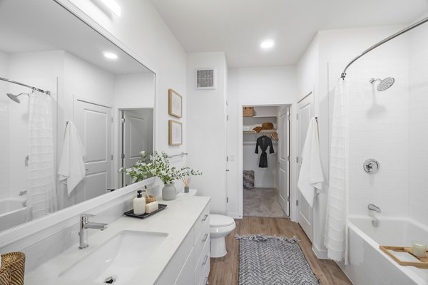 Modern bathroom with sleek fixtures at Citizen House Bergstrom Apartments