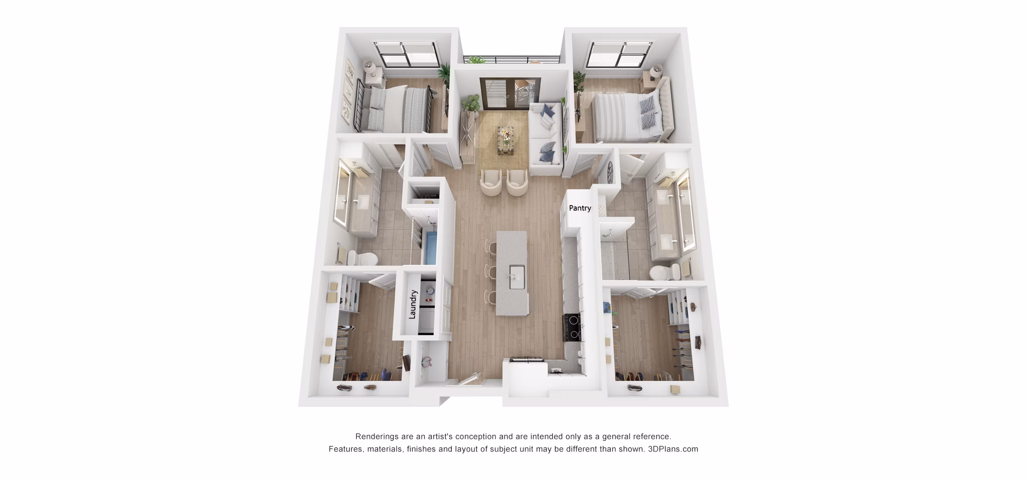 Tranquil floor plan at Solomon Apartments