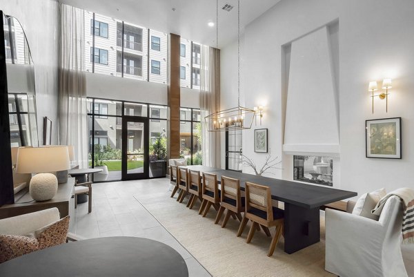 Elegant clubhouse featuring modern decor and social spaces at Solomon Apartments