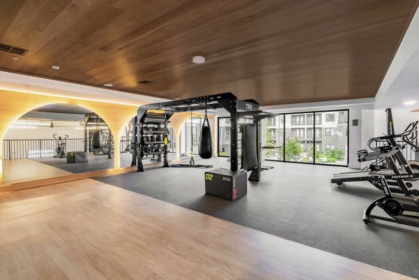 Fully-equipped fitness center with modern machines at Solomon Apartments for an active lifestyle in luxurious surroundings