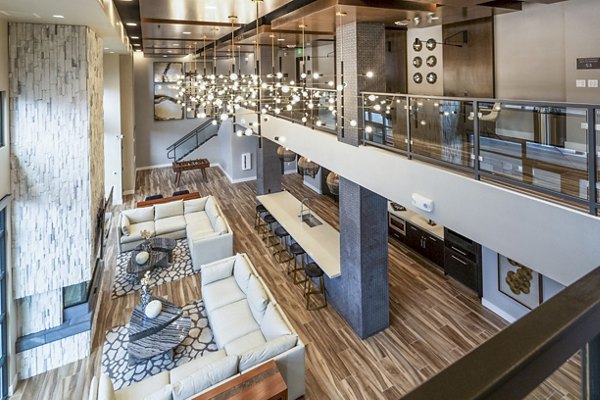 Clubhouse with modern design and ample seating at Markana Uptown luxury apartments