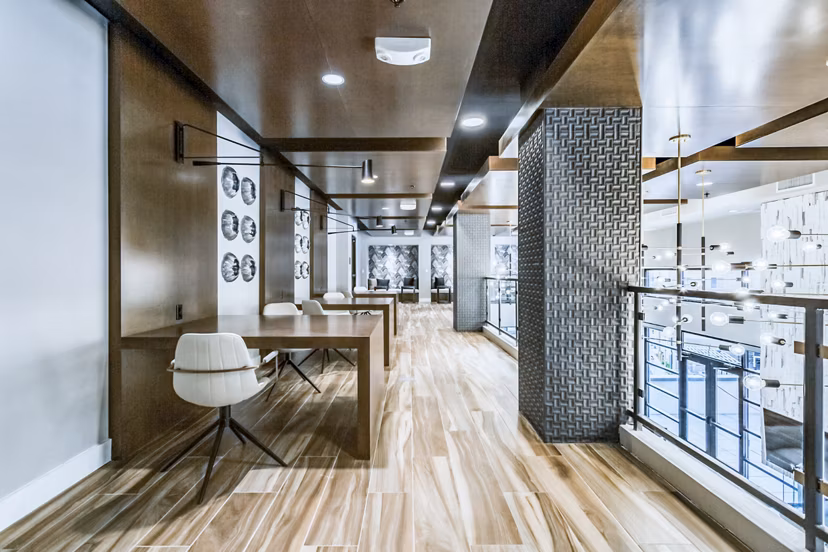 Spacious clubhouse with modern design at Markana Uptown Apartments, ideal for social gatherings and relaxation
