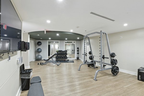 State-of-the-art fitness center with modern equipment at Jasper Columbia Pike Apartments