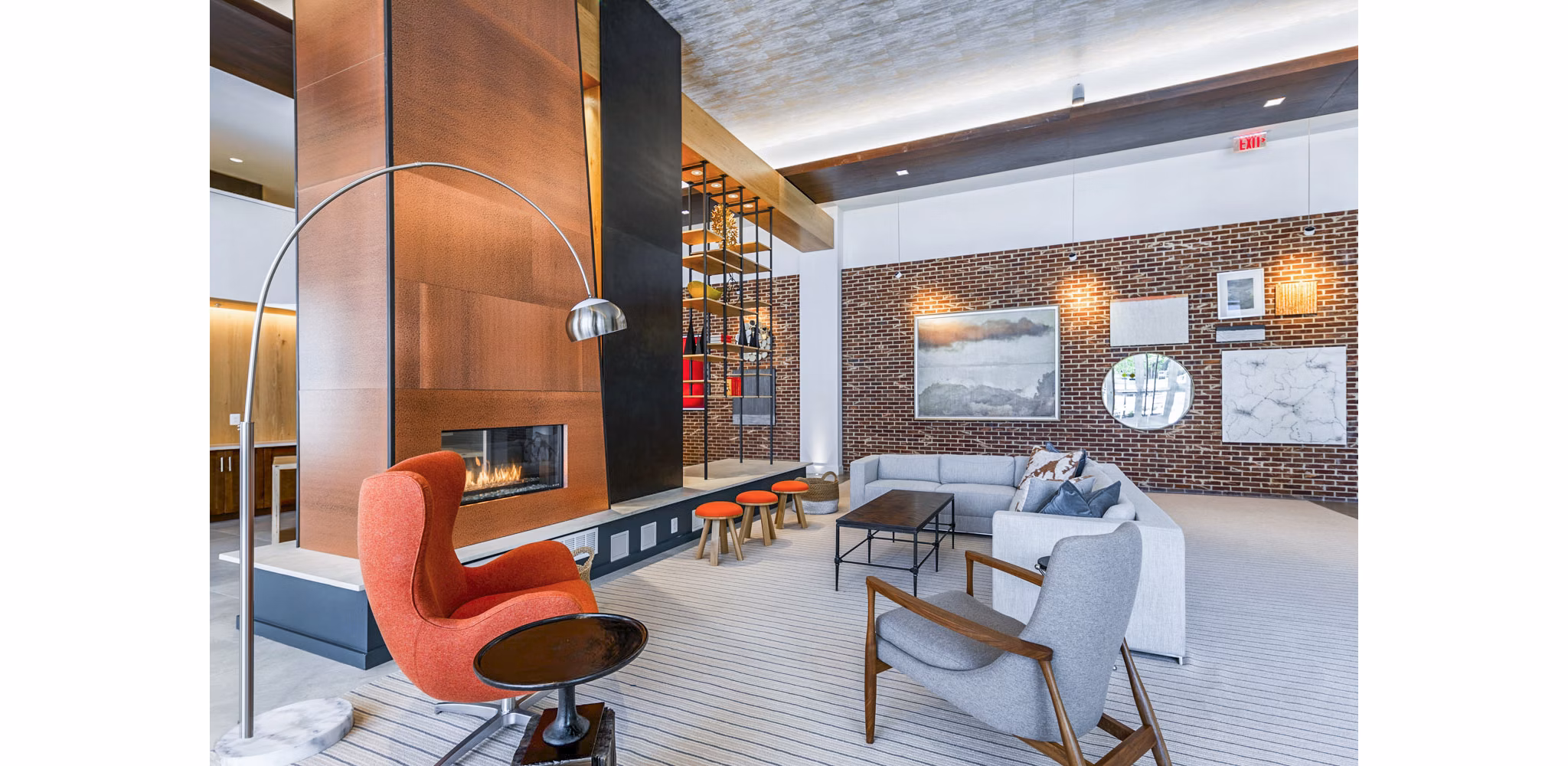 Clubhouse at VY Reston Heights: Modern gathering space with premium seating and gaming areas in a luxury apartment community