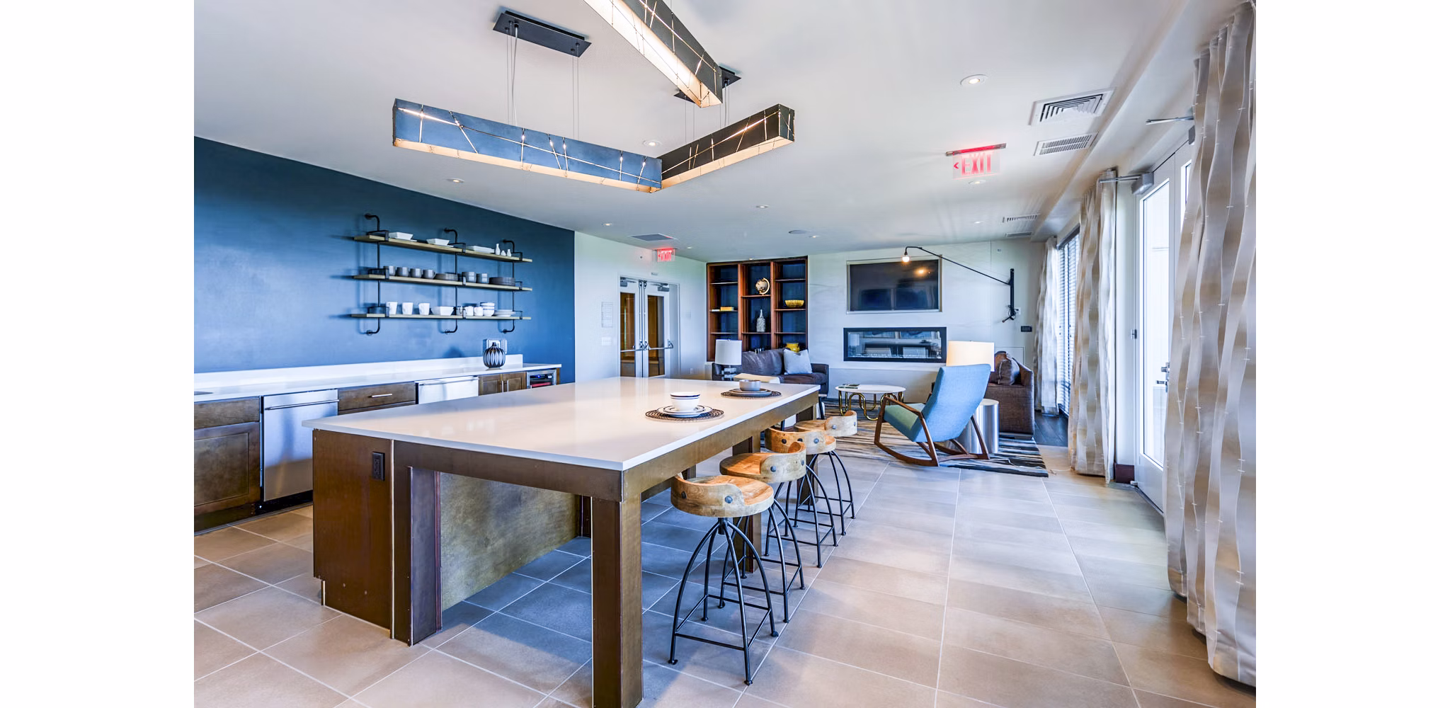 Modern clubhouse with sleek design elements at VY Reston Heights Apartments