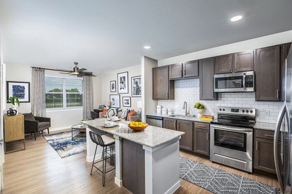 Stylish kitchen with modern appliances at Allora Alamo Heights Apartments