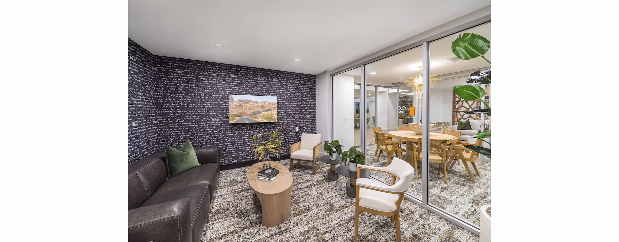 Clubhouse featuring modern design and social spaces at Sunela Apartments, a Greystar luxury property