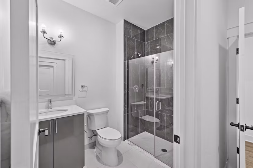bathroom at Harrison Yards Apartments