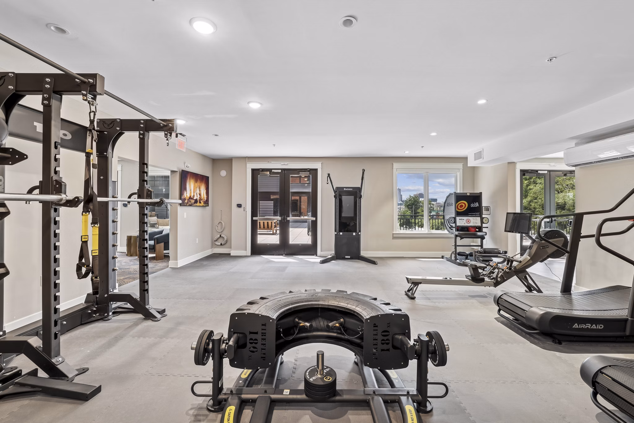fitness center at Harrison Yards Apartments