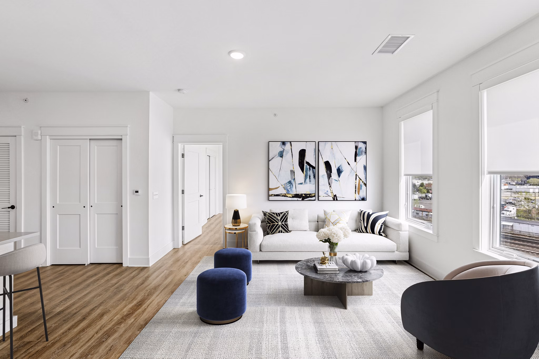 living room at Harrison Yards Apartments